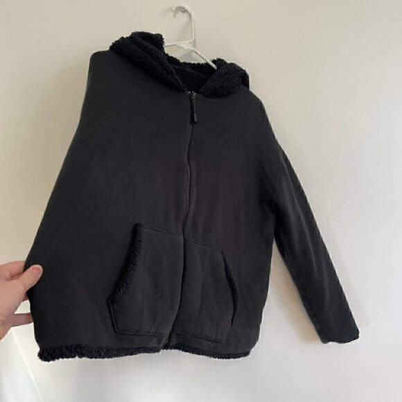 VS PINK VICTORIA'S SECRET Reversible Sherpa Lined Full Zip Hoodie Sweatshirt M - Picture 6 of 16